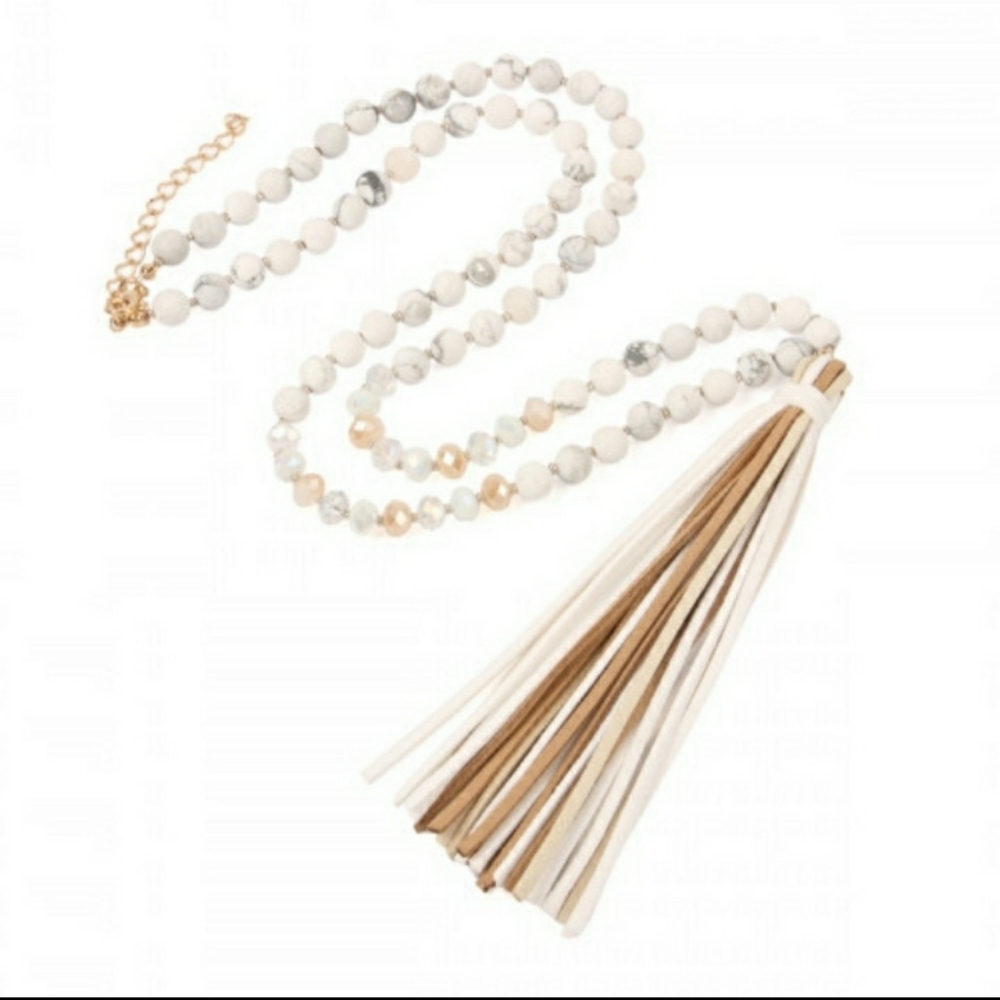 SOLD Natural Stone Tassel Necklace - Picture 2 of 4
